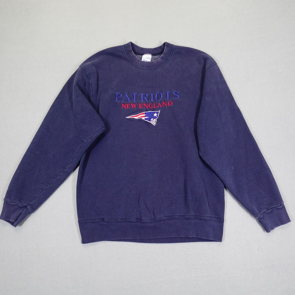 Vintage Salem Sportswear Sweatshirt Mens L Blue New England Patriots Made in USA
